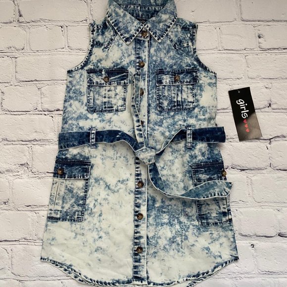 🎉Host Pick🎉 Girl's Denim Dress Tied In Front - Picture 1 of 5